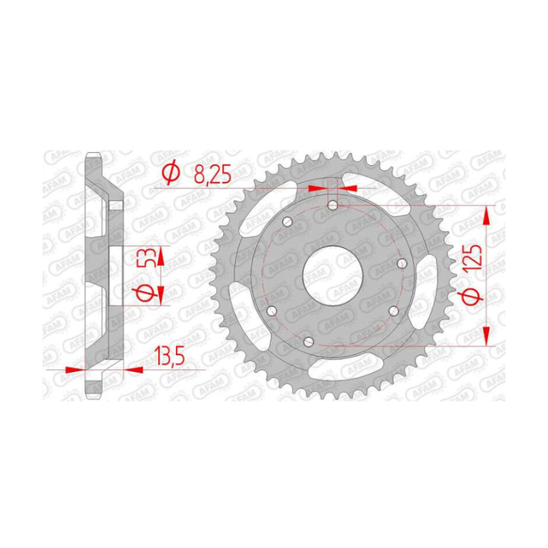 Couronne arrière AFAM acier Derbi Senda R-SM 50 1997-2003