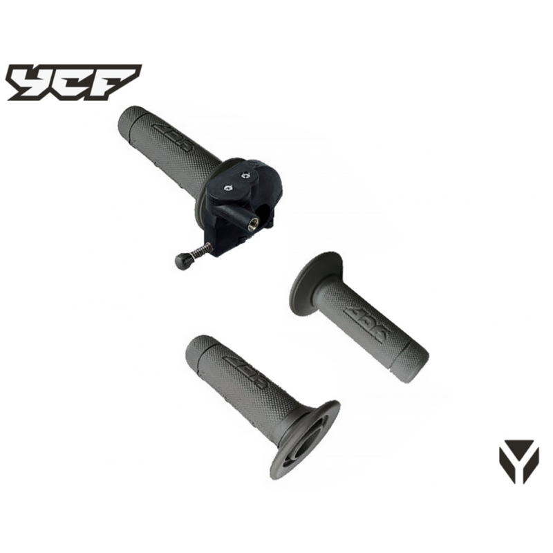 POIGNEE DE GAZ AVEC REGLAGE (VIS DE BRIDAGE) + PAIRE POIGNEE GRIS